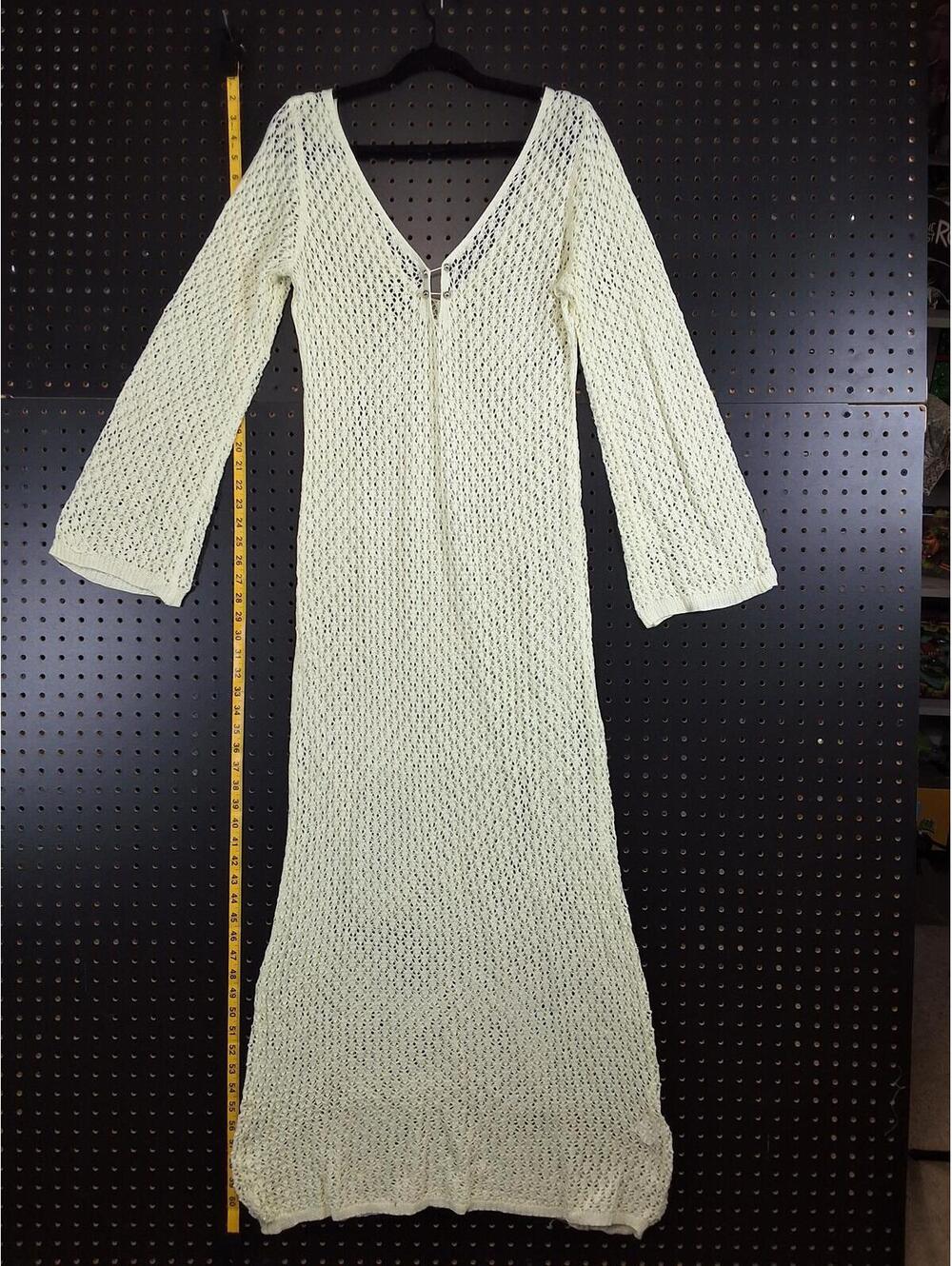 Cream Crochet Knit Maxi Dress - Boho Chic Vibes XL